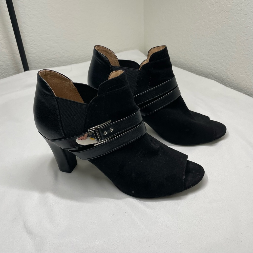 Abella True Comfort Black Peep Toe Heeled Booties